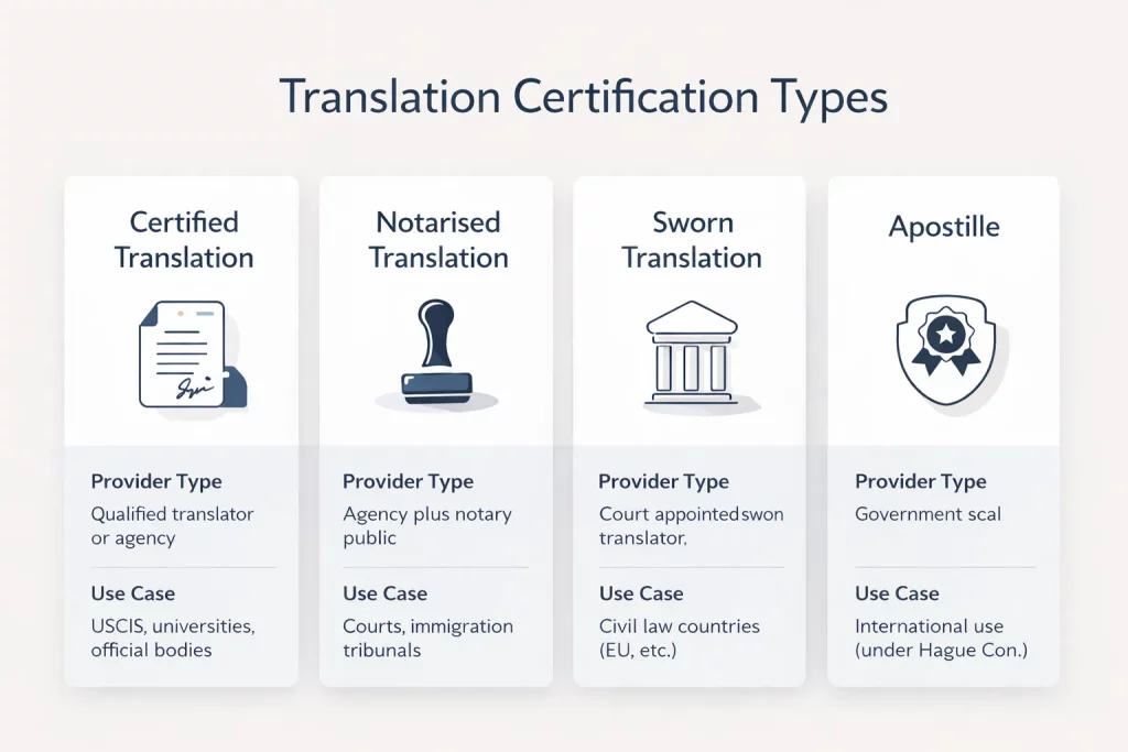 Best Certified Translation Services in 2026: What “Certified” Means and How to Choose the Right Provider 1 Translation Certification Types